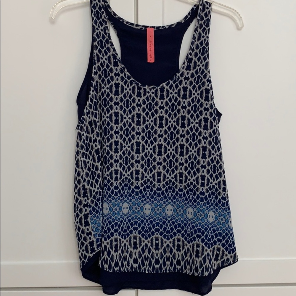 Eight Sixty Racerback Navy Patterned Tank